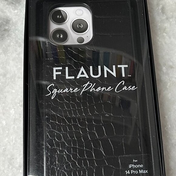 FLAUNT - Black Crocodile iPhone 14 Pro Max Phone Case